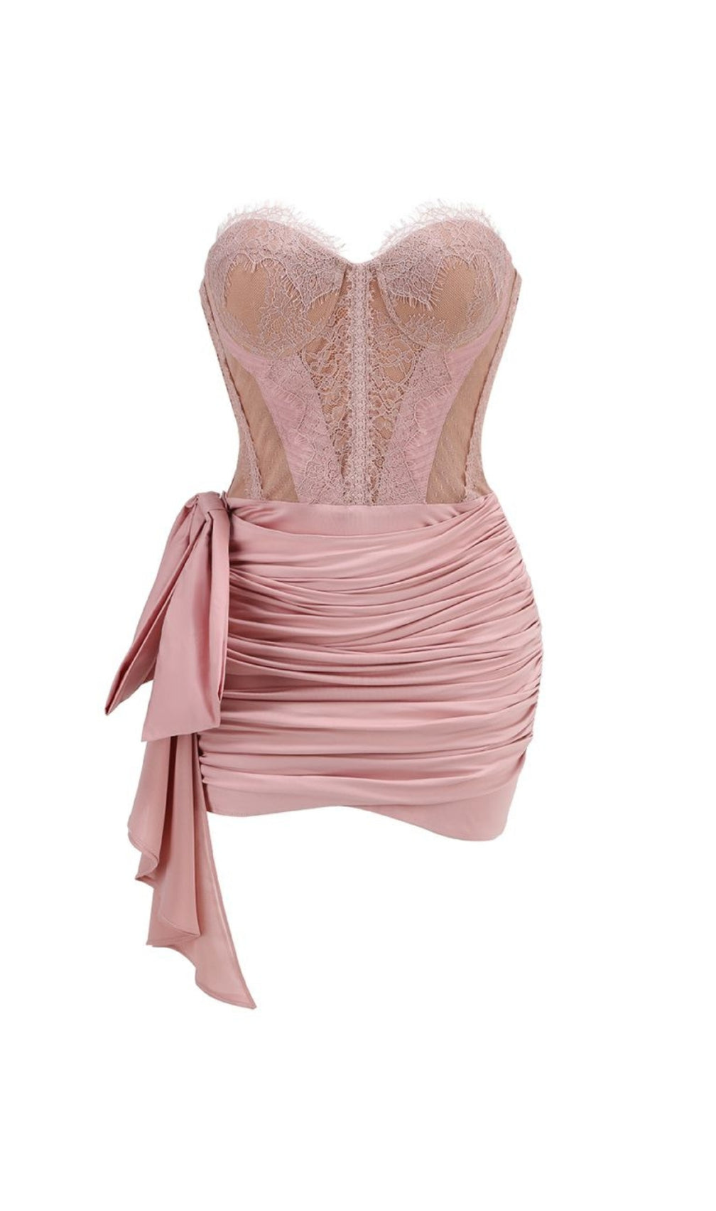 Bron Lace Strapless Corset Draped Mini Dress