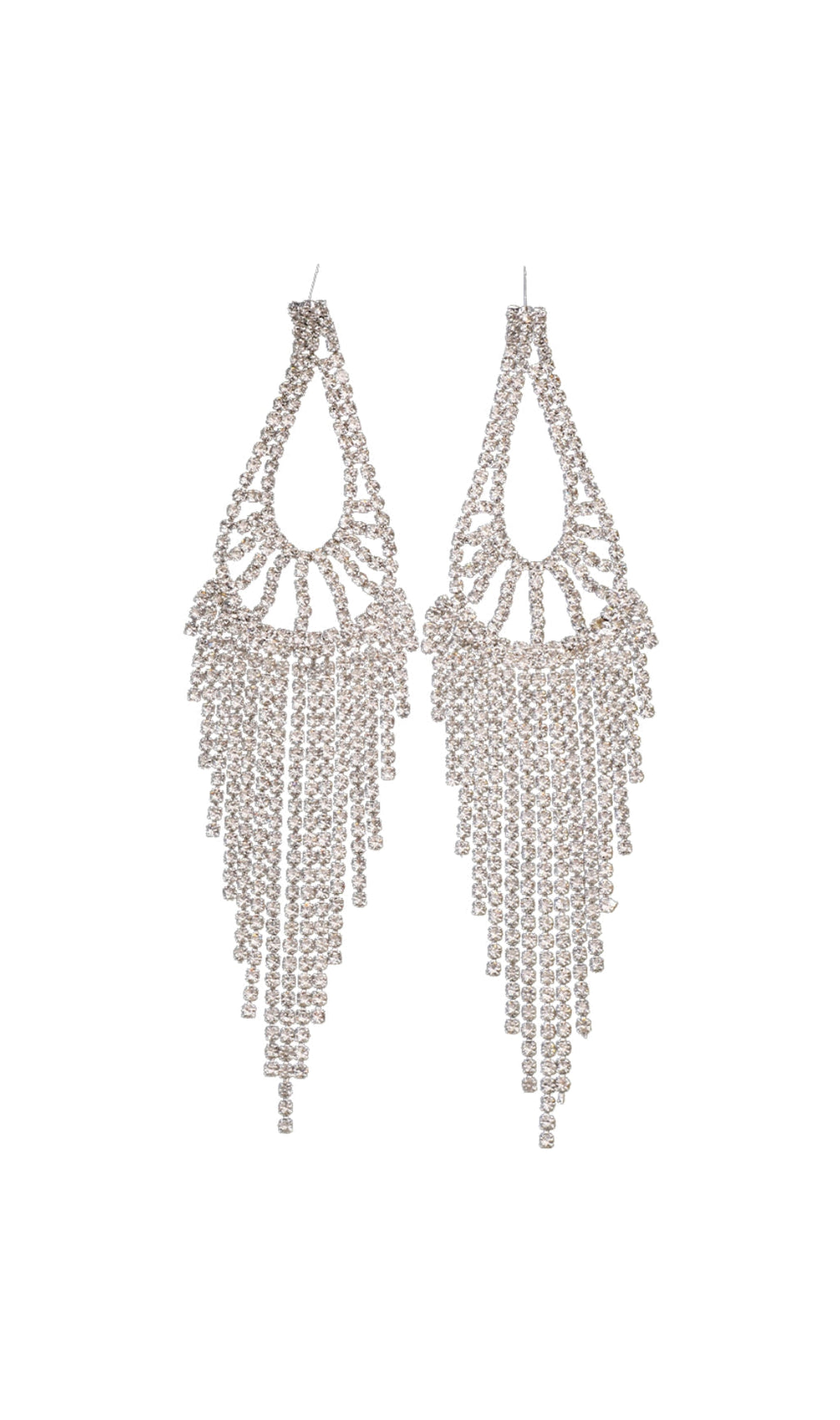 Gold Diamante Teardrop Tassel Earrings