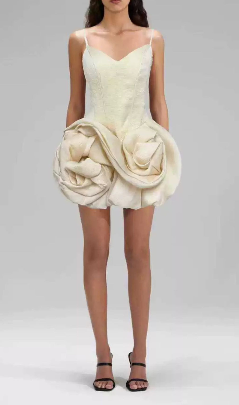 Isolina Blooming Rose Petal Strappy Mini Dress