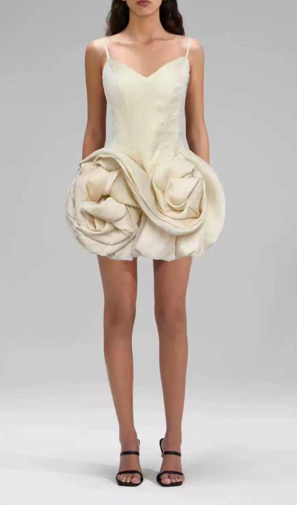 Isolina Blooming Rose Petal Strappy Mini Dress