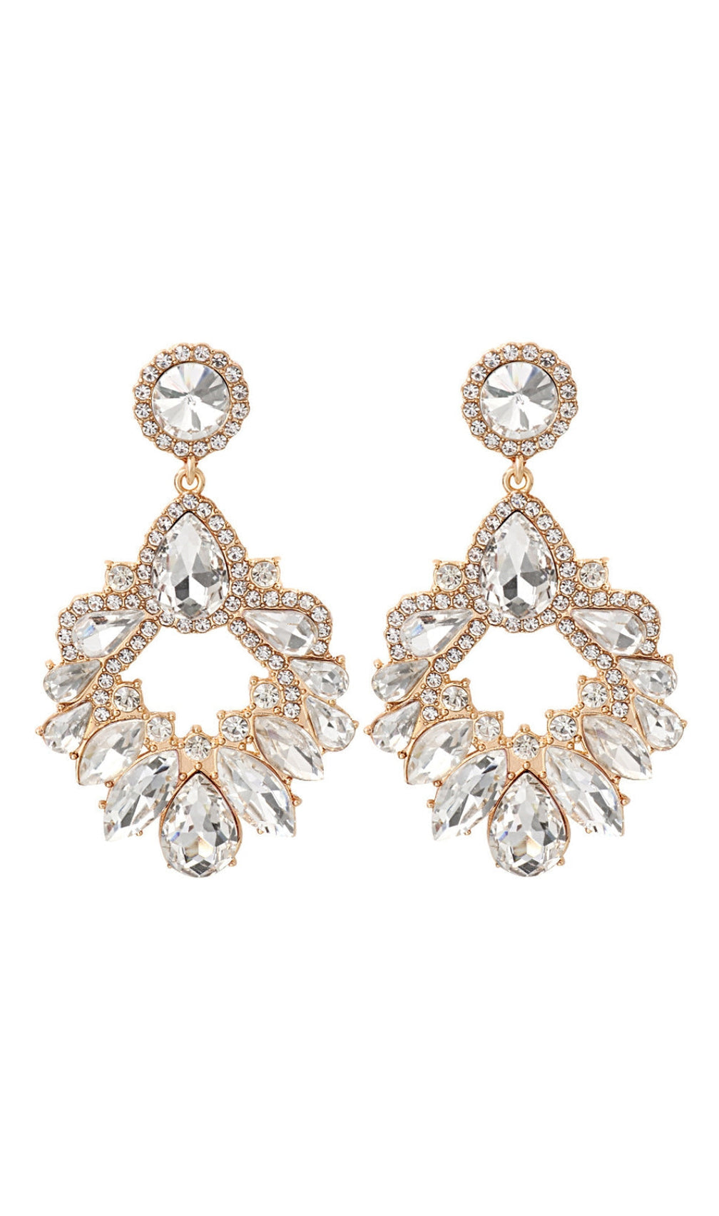White Crystal Chandelier Drop Earrings