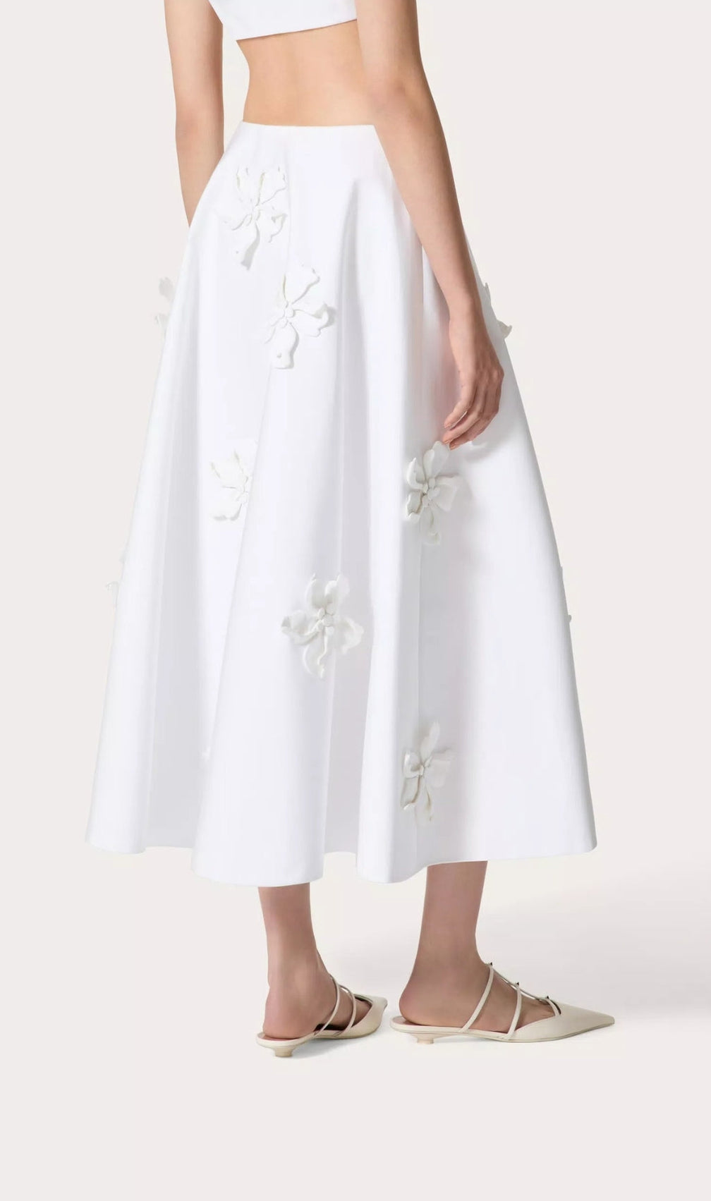 Annissa White Embroidered Midi Skirt