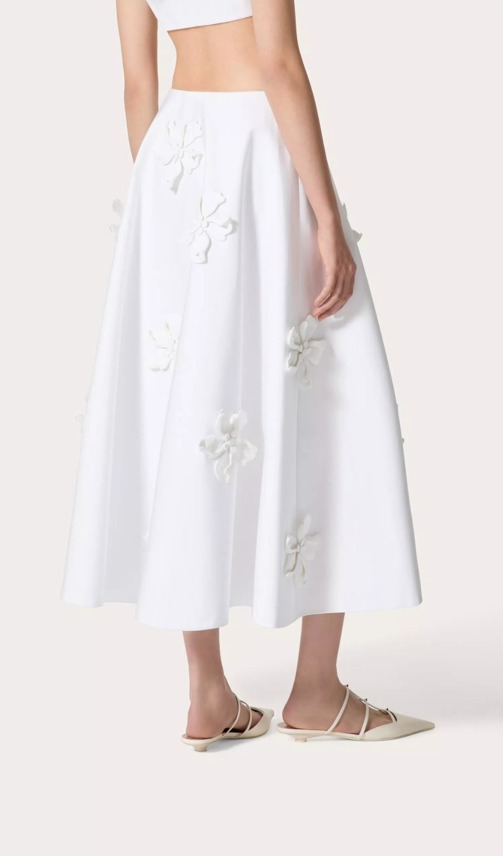 Annissa White Embroidered Midi Skirt