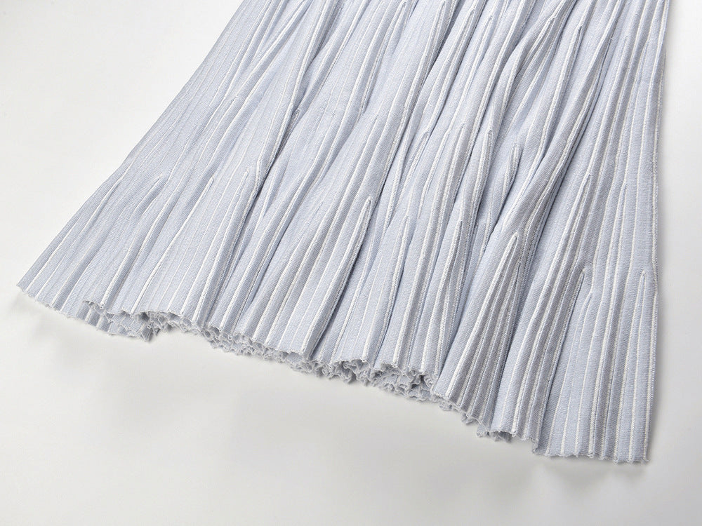 Hamid V-Neck Pleated Knit Mini Dress | Effortless Chic & Comfortable Pink Style