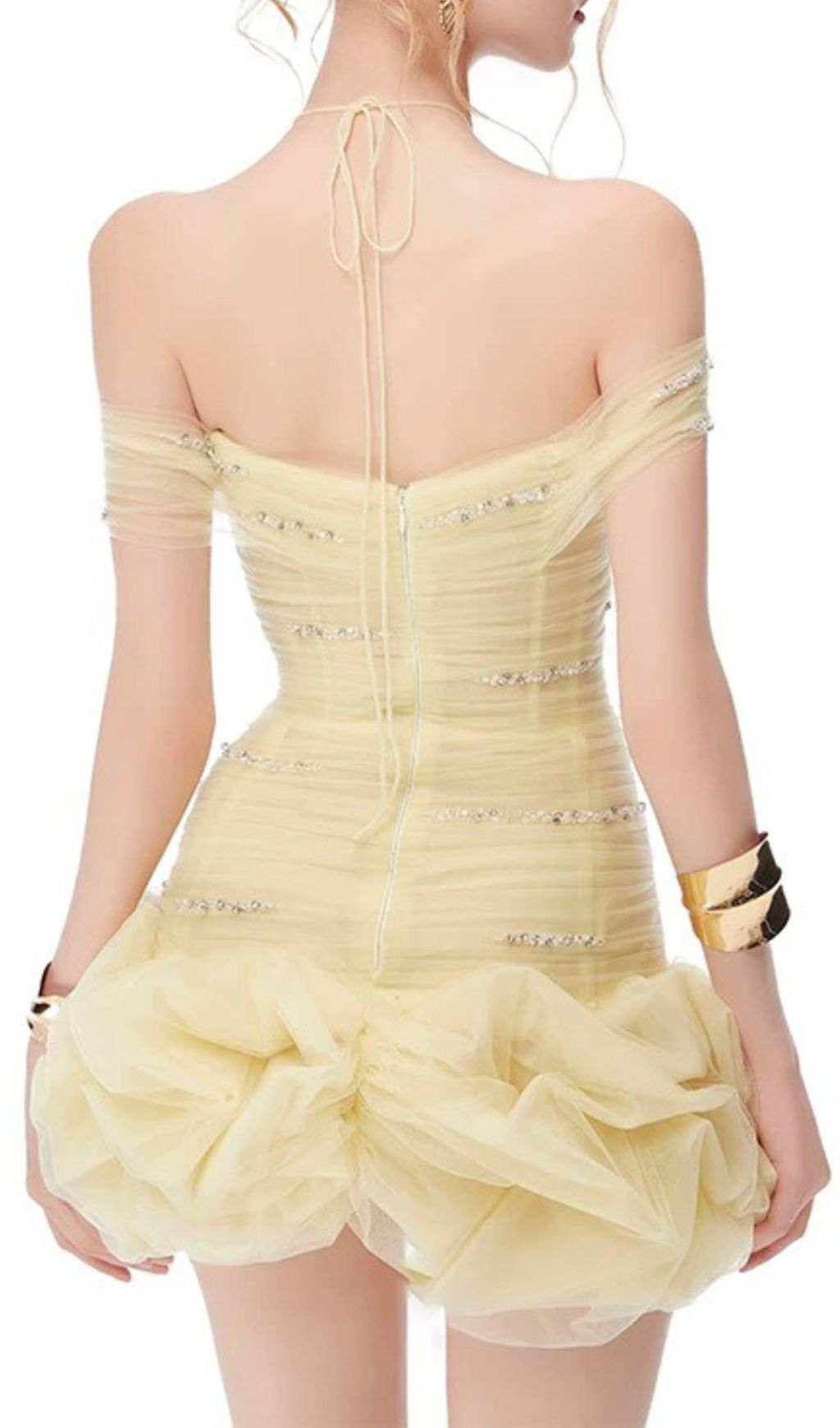 Hania Yellow Mesh Corset Mini Dress