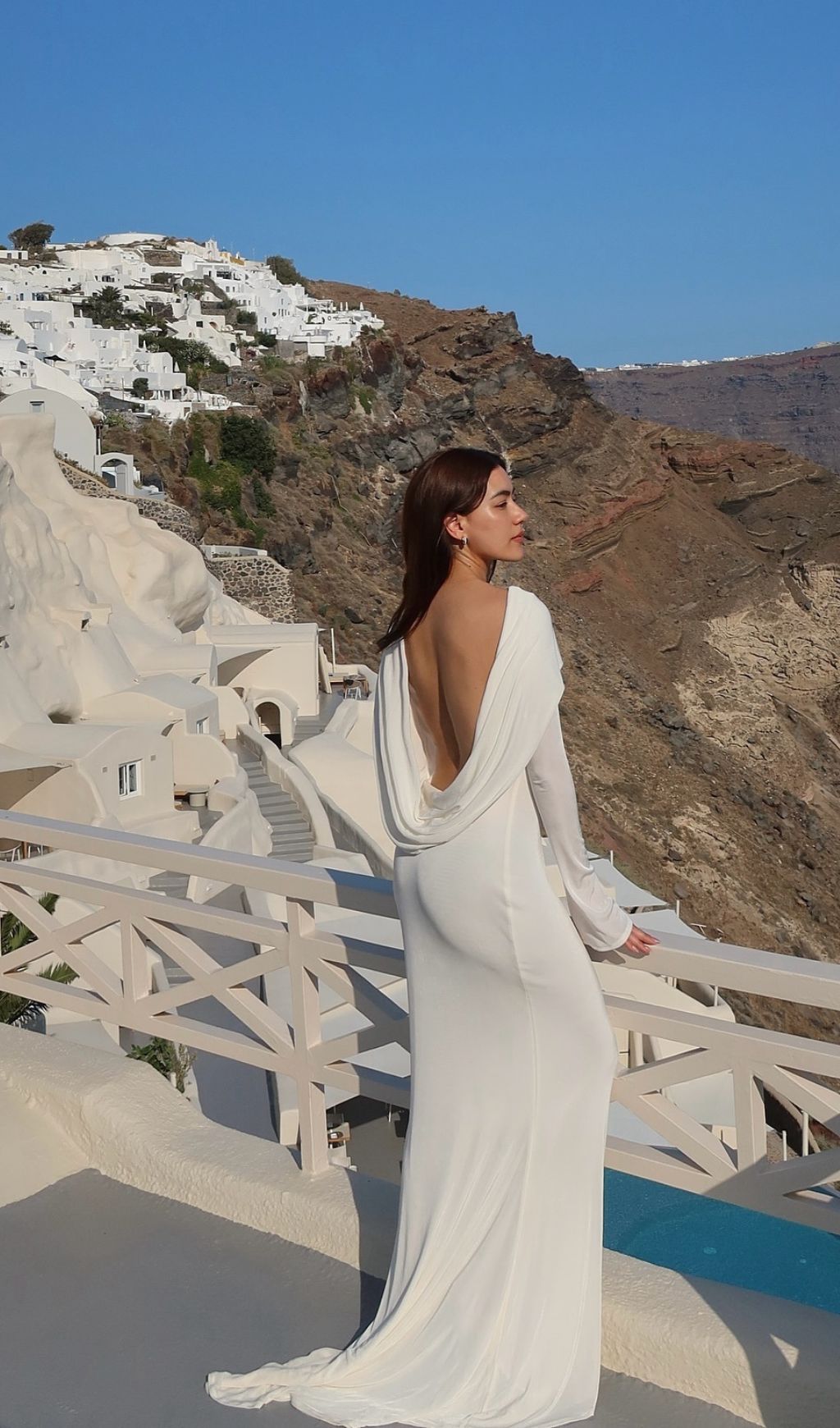 Joachim White Backless Long Sleeve Maxi Gown | Elegant Bridal & Formal Dress