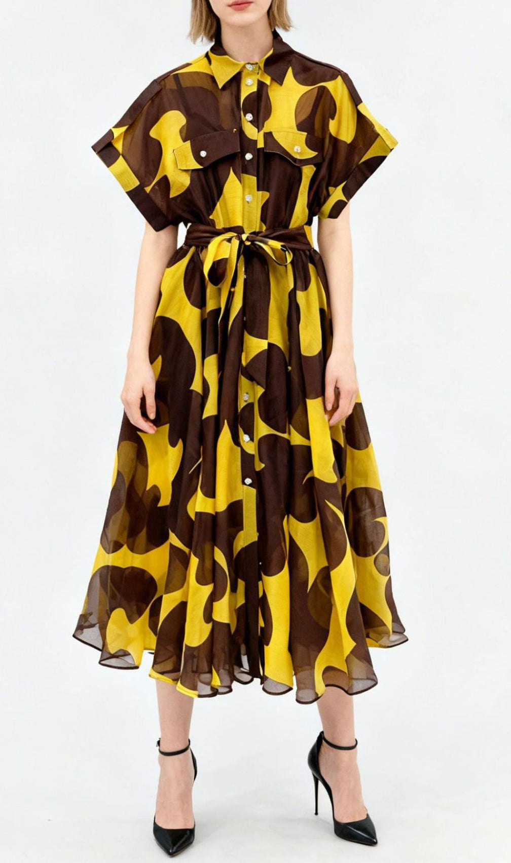 Jeroen Abstract Print Midi Shirt Dress - Effortless Chic & Versatile Style