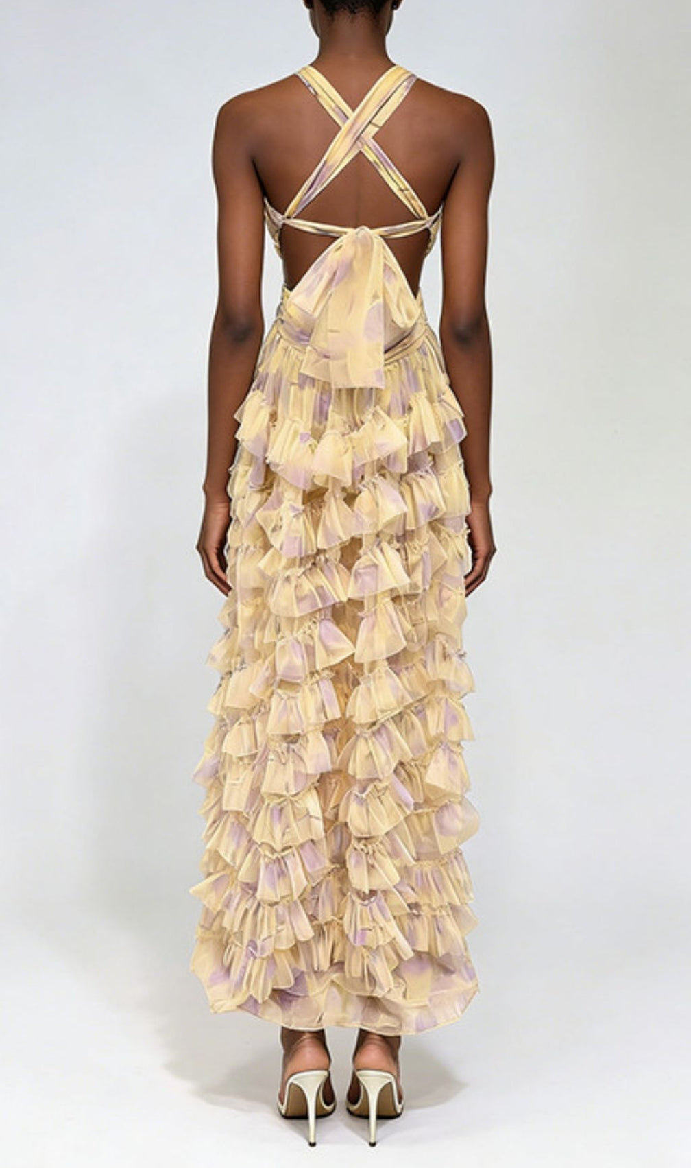 Lainie Halter Printed Ruffle Maxi Dress