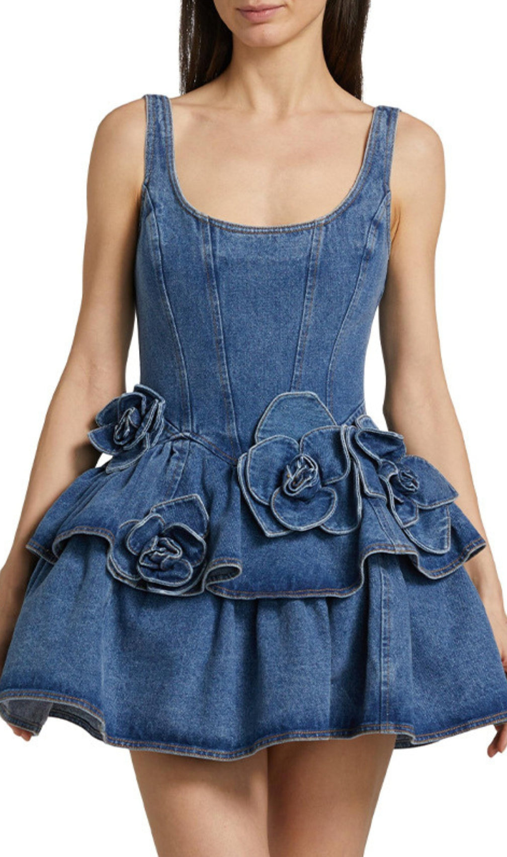 Elly Blue Flower Denim Mini Dress