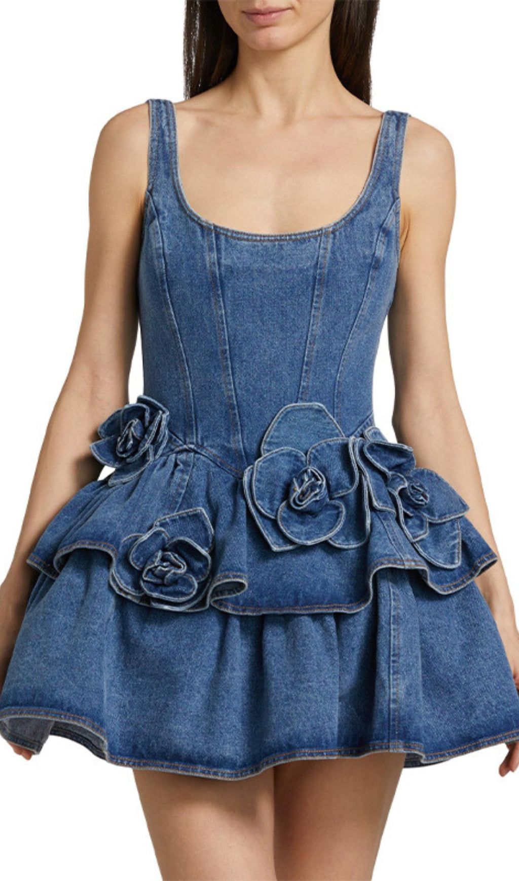 Elly Blue Flower Denim Mini Dress