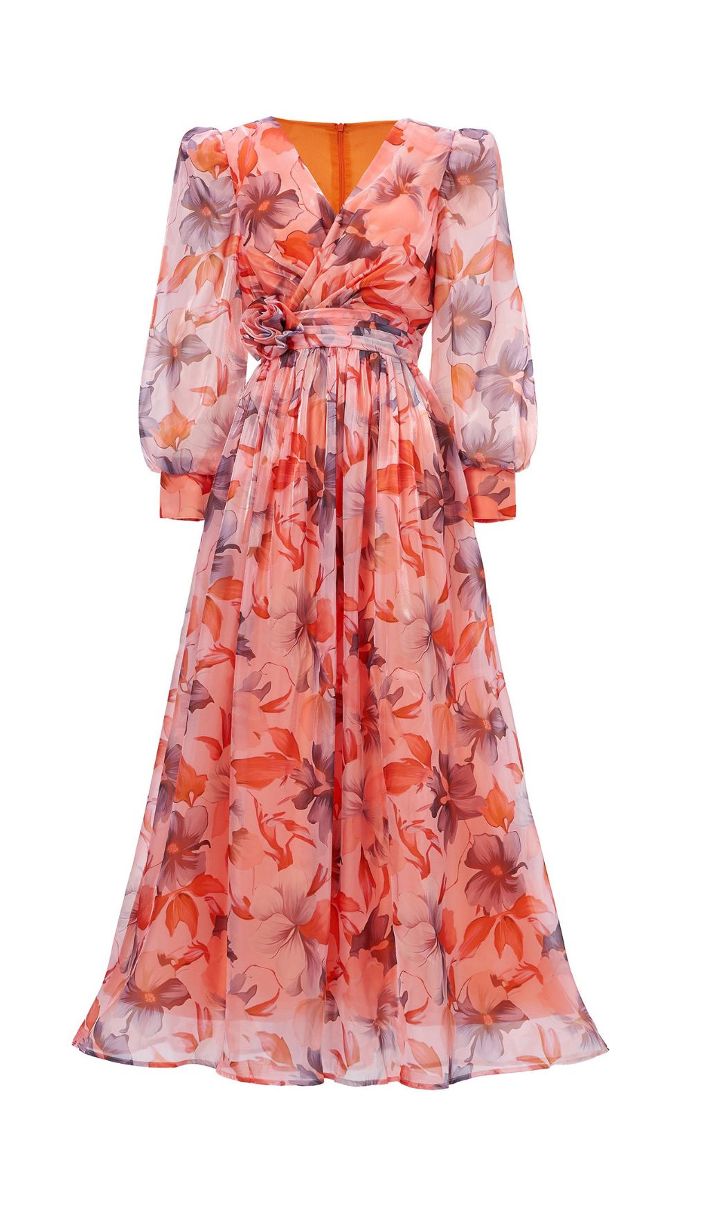 Ferial Floral Printed Long Sleeve Maxi Dress