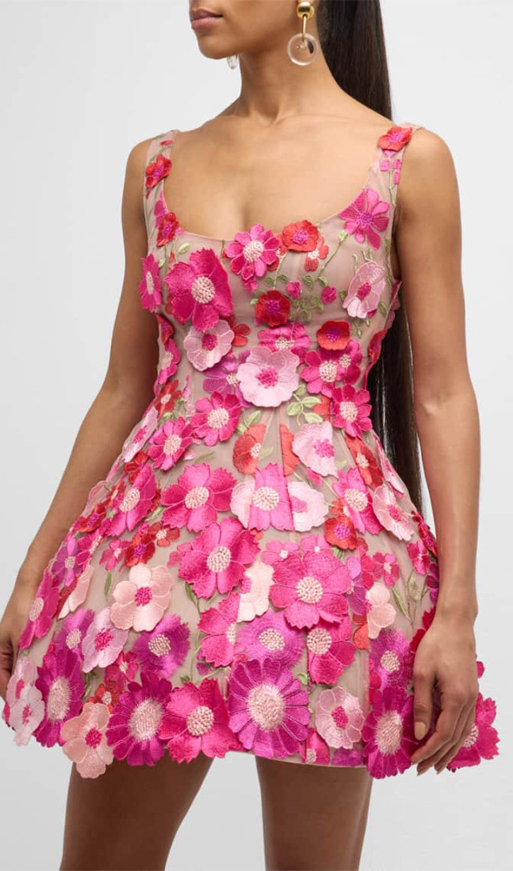 Boyko Hot Pink Floral A Line Mini Dress