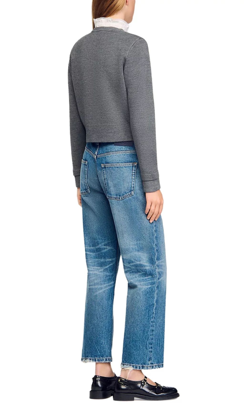 Women's Chic Fine Knit Button-Front Cardigan with Piped Pockets