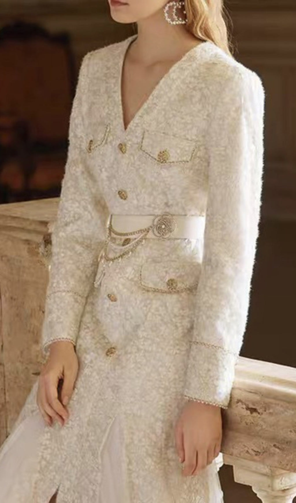 Beige Light Luxury Mesh Fishtail Lace Thickened Dress