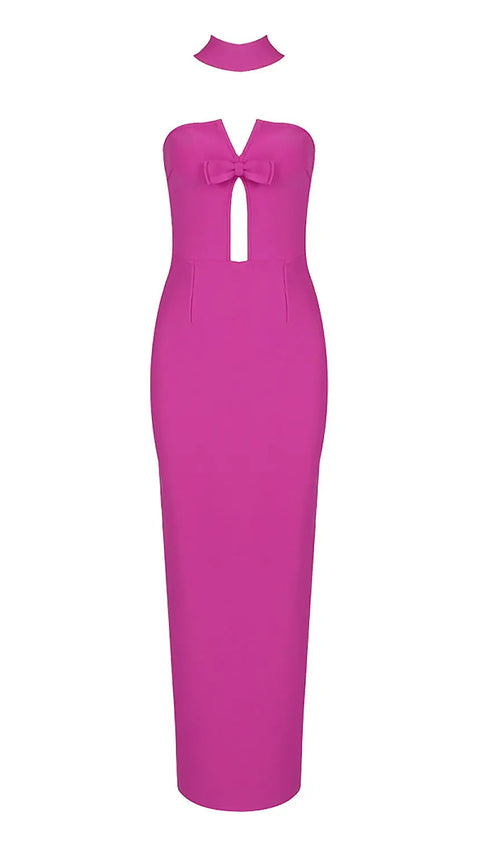 Detachable Neck Sleeveless Maxi Bandage Dress