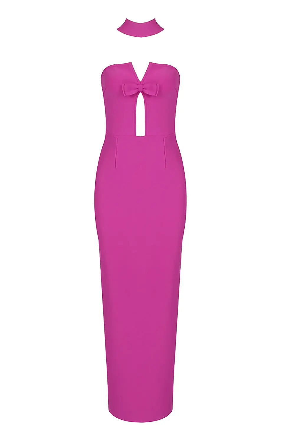 Detachable Neck Sleeveless Maxi Bandage Dress