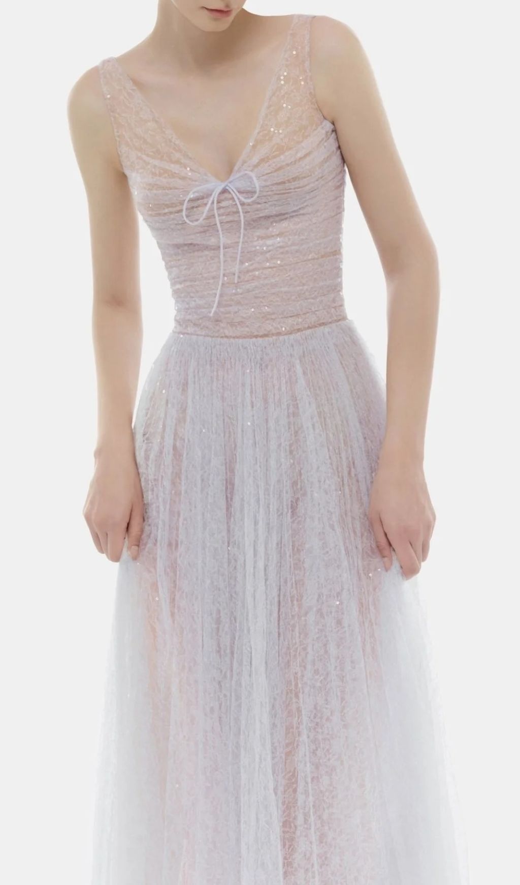 Josie Ethereal Lavender Sparkle Maxi Gown - V-Neck Tulle Dress