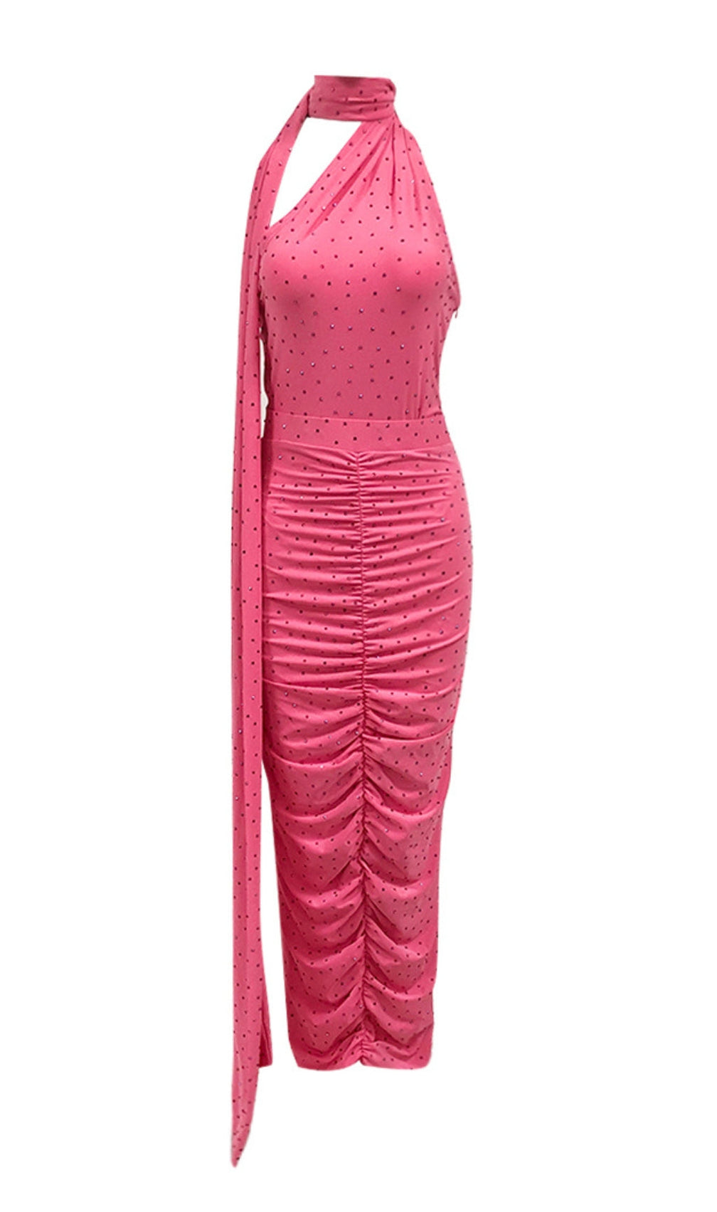 Berit Pink Halter Diamond Skirt Set