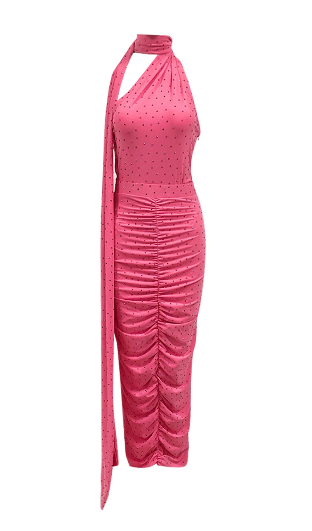 Berit Pink Halter Diamond Skirt Set