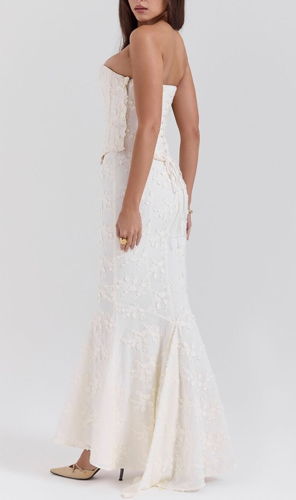 Clarke White Flower Corset Two-Piece Set