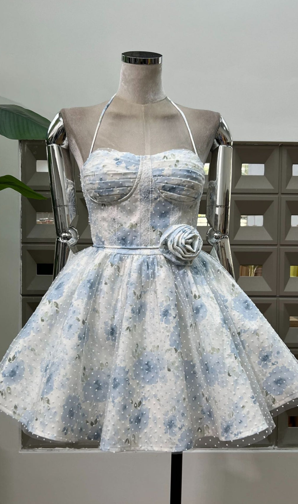 Ewelina Halter Floral Mini Dress