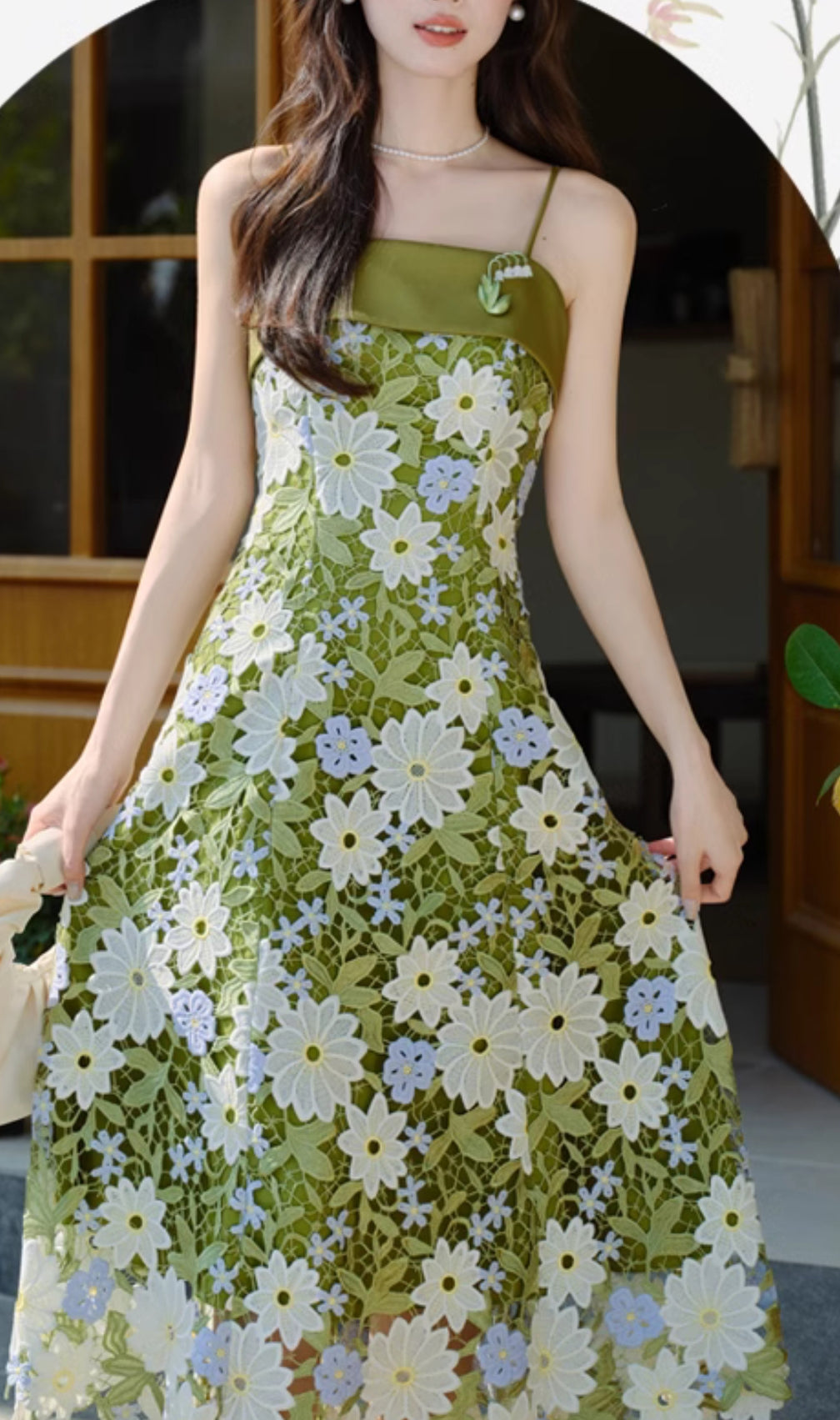Drago Green Flower Midi Dress