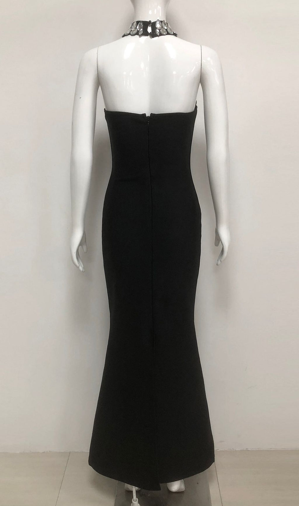 Iwao Black Halter Rhinestone Maxi Gown - Show-Stopping Sparkle & Elegance