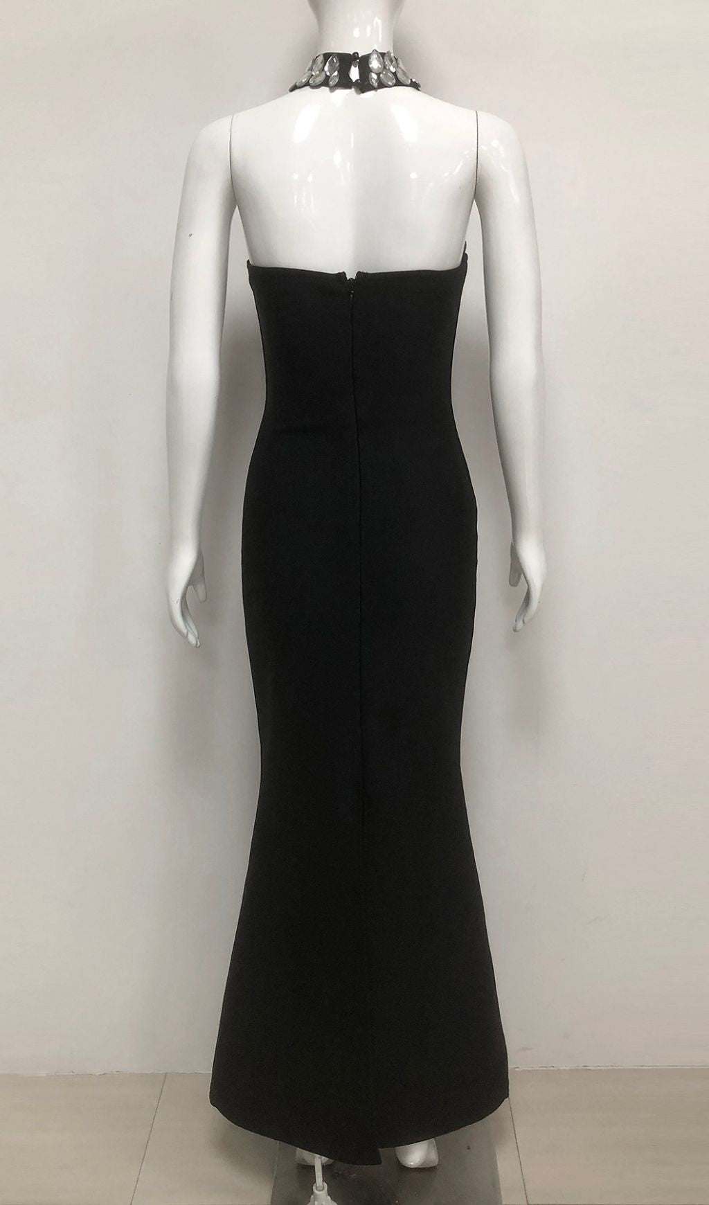 Iwao Black Halter Rhinestone Maxi Gown - Show-Stopping Sparkle & Elegance