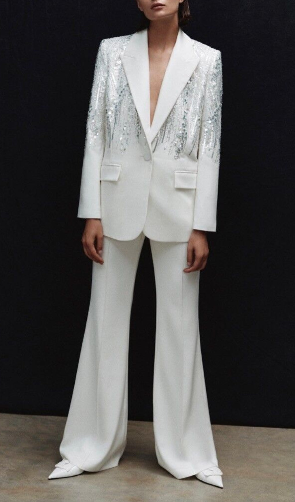 Anush White Sequin Blazer