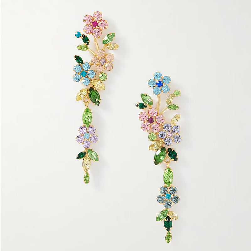 Kaiya Sparkling Floral Cascade Drop Earrings for Women