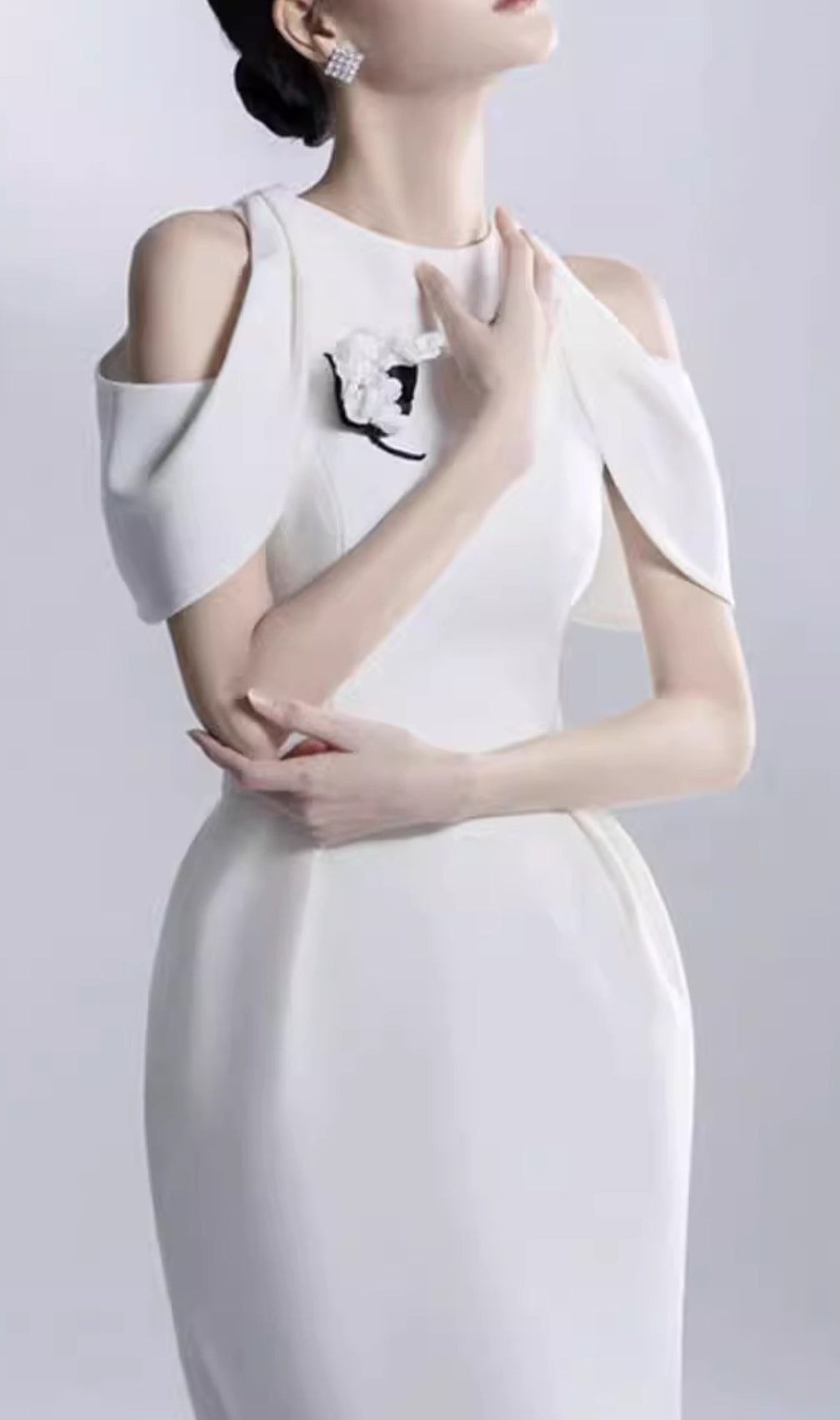 Chaeli White Embellished Midi Dress