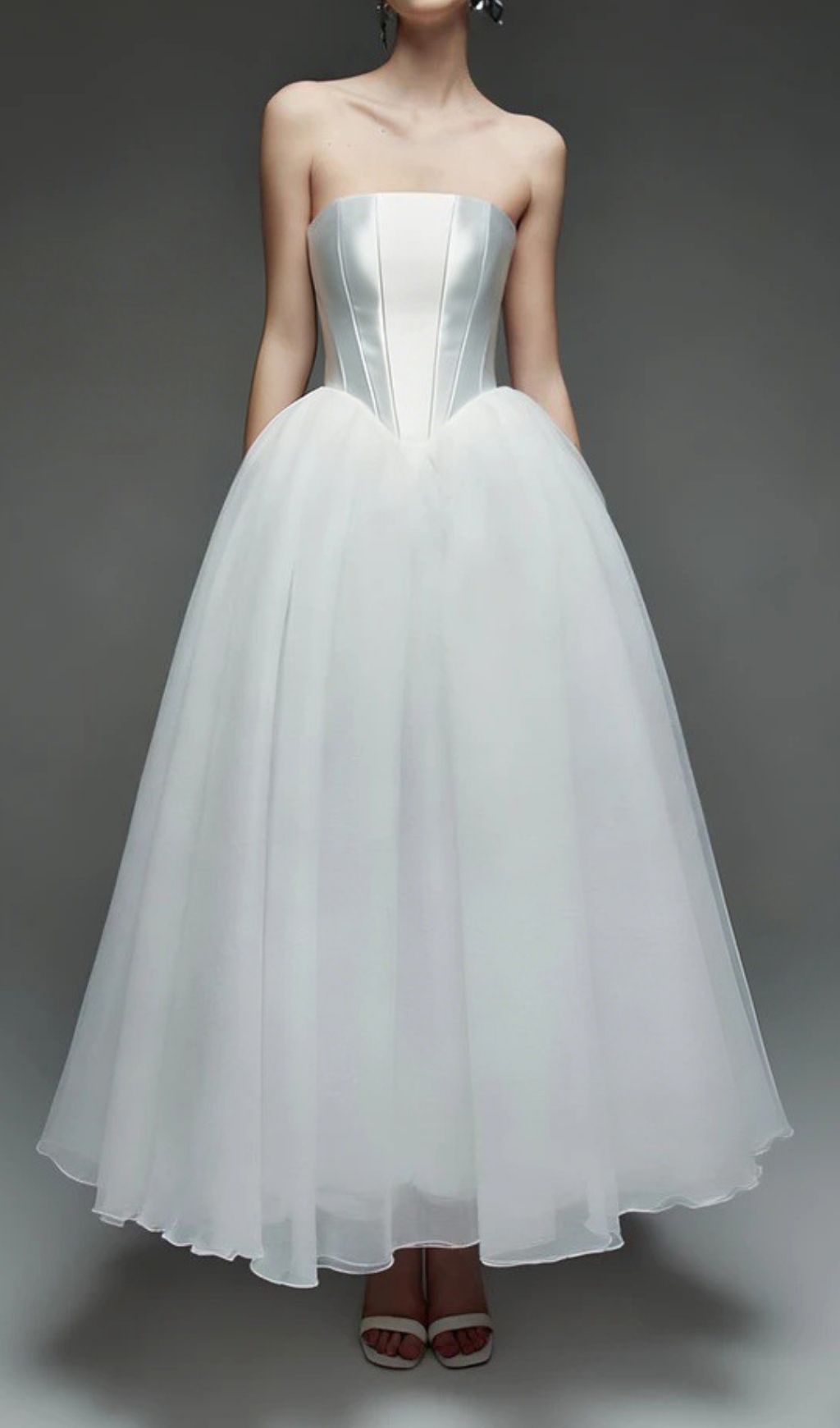 Keena Ethereal White Strapless Corset Wedding Dress with Sculptural Bow