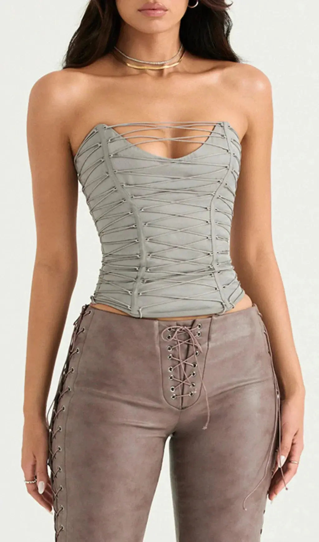 Smoke Lace Up Corset