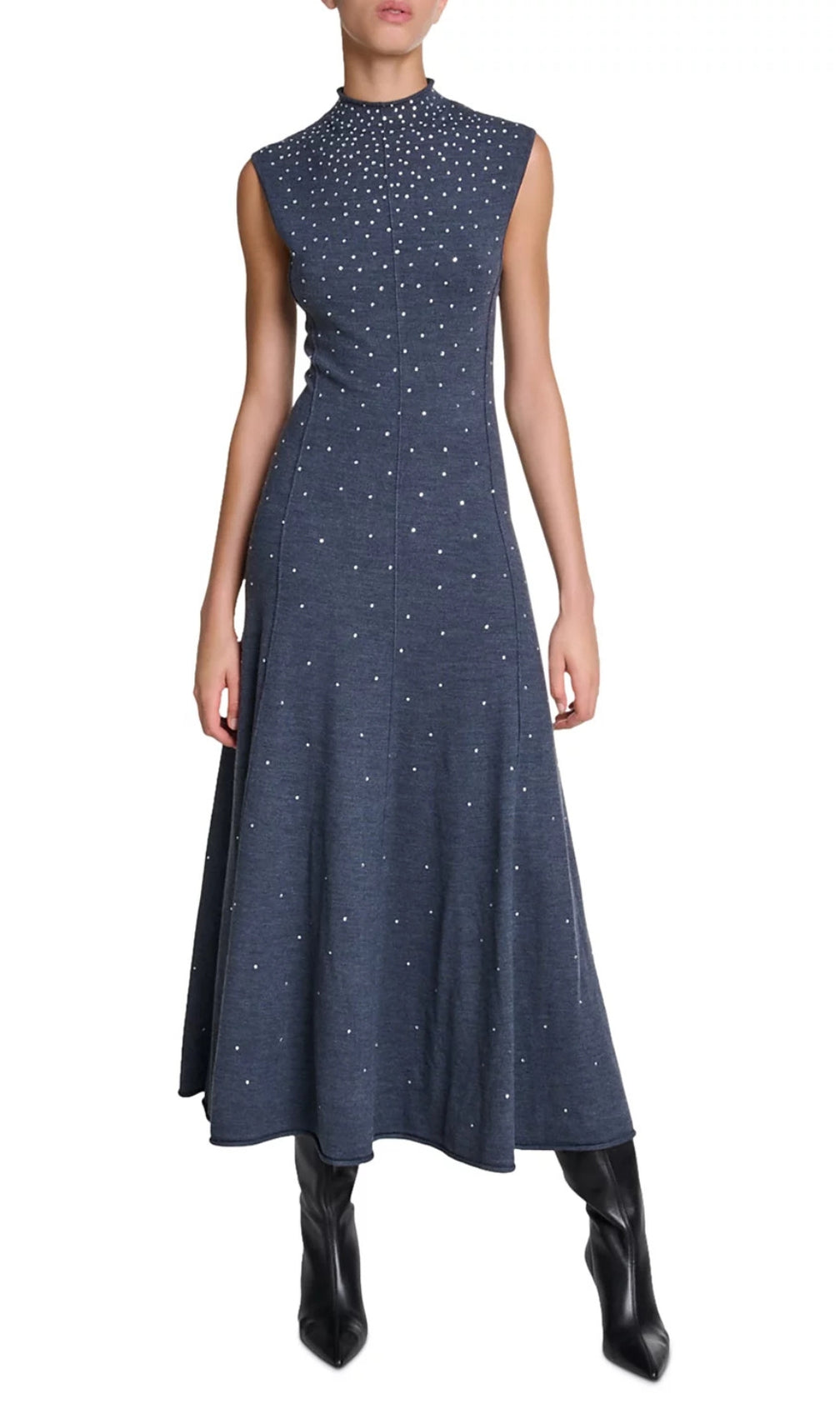 Ristrassy Rhinestone Knit Maxi Dress