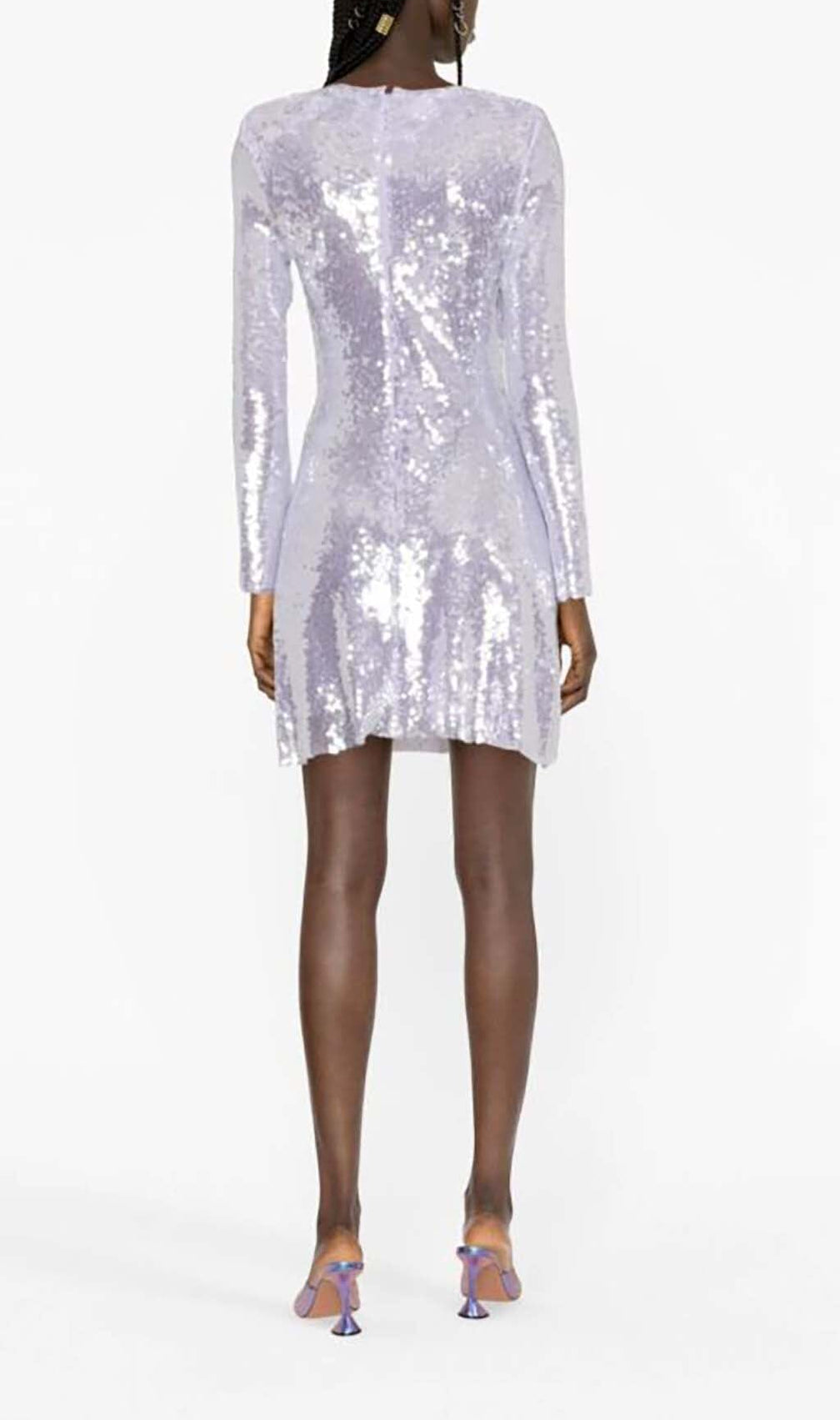 Sequin Long Sleeve Mini Dress In Lilac