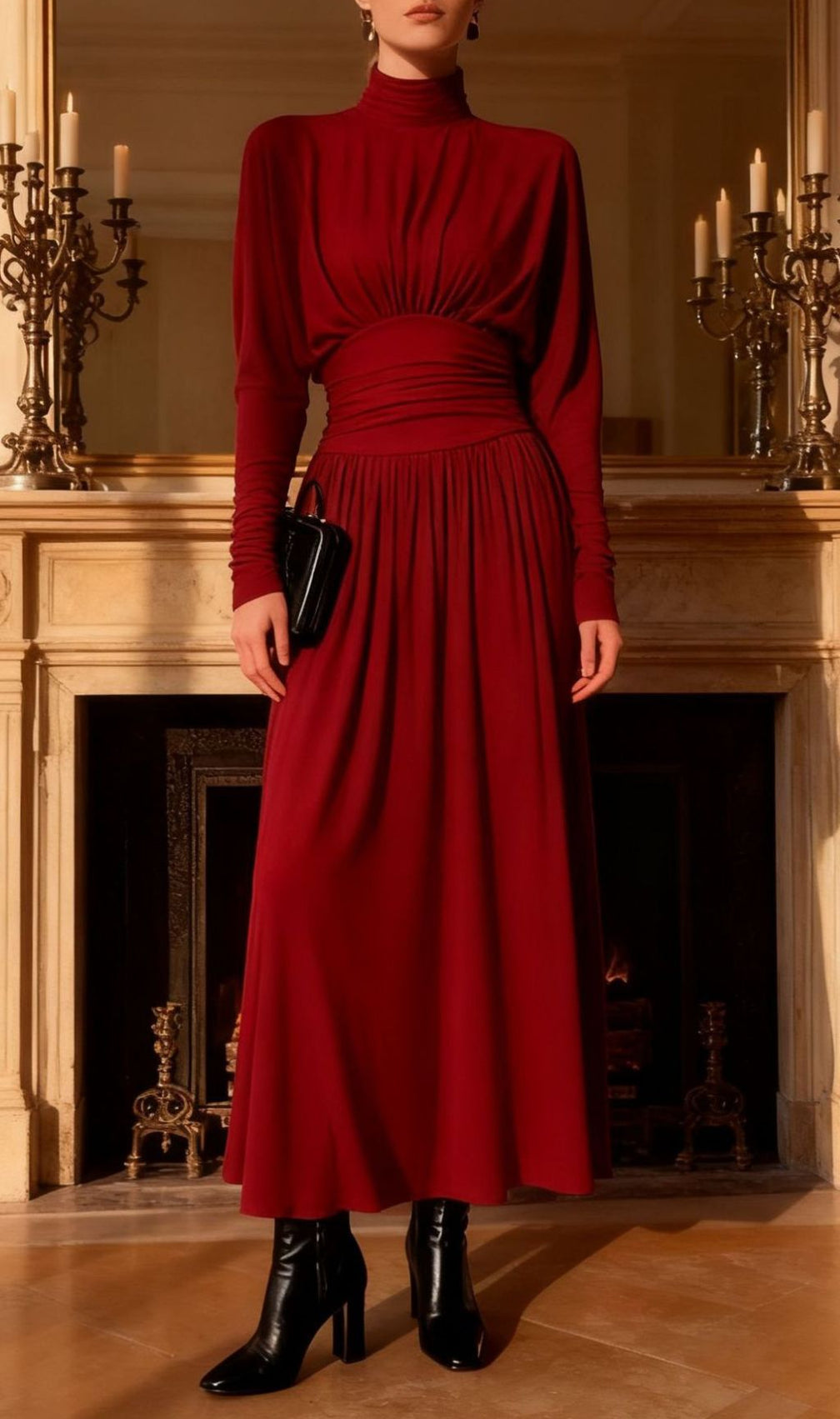 Isano Luxe Ruched Long Sleeve Maxi Dress - Elegant & Figure-Flattering Gown