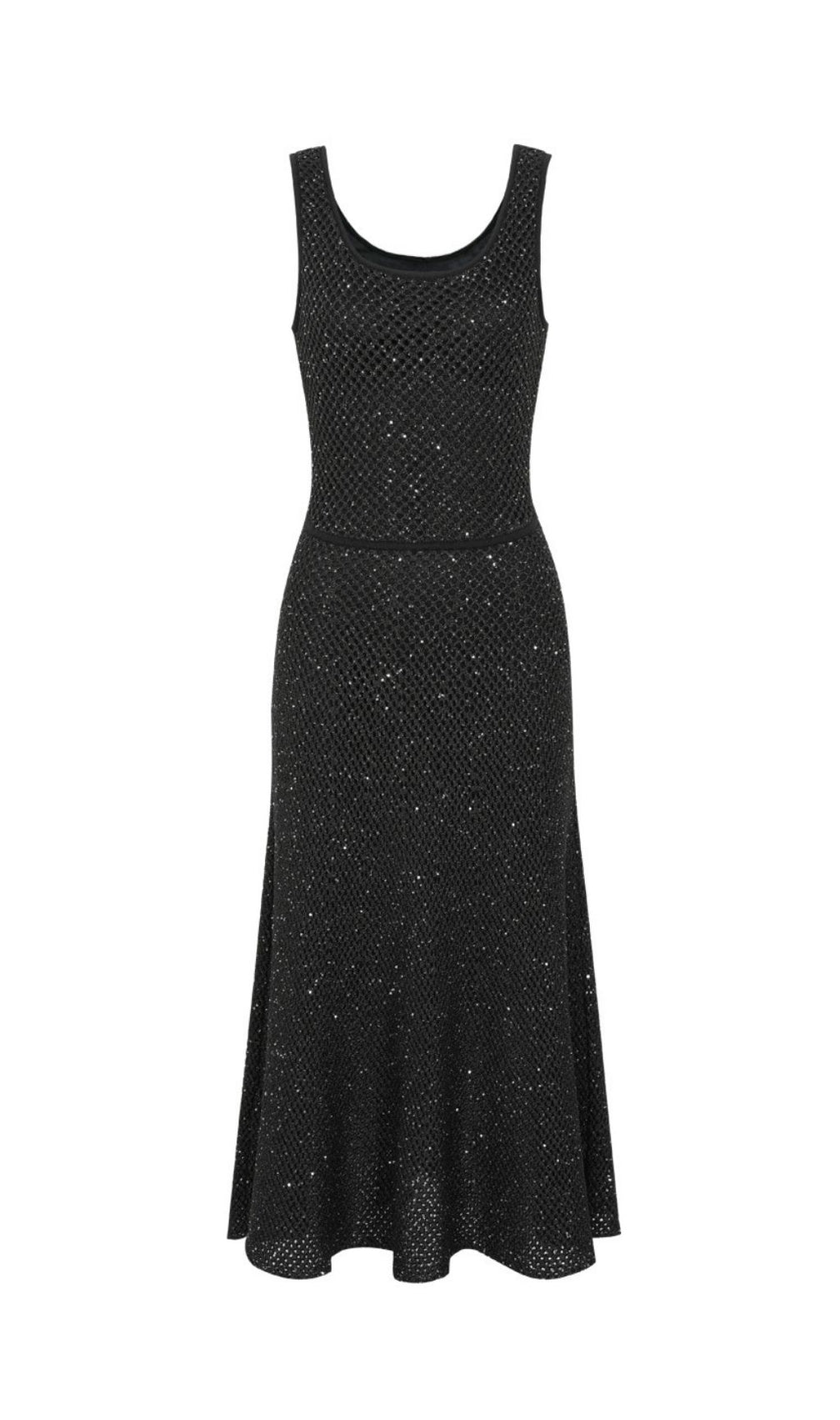 Kimbra Black Sequin Knit Midi Dress | Sleeveless Glamour for Special Nights