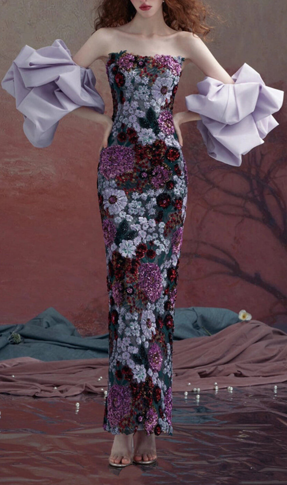 Anke Floral Sequin Maxi Dress