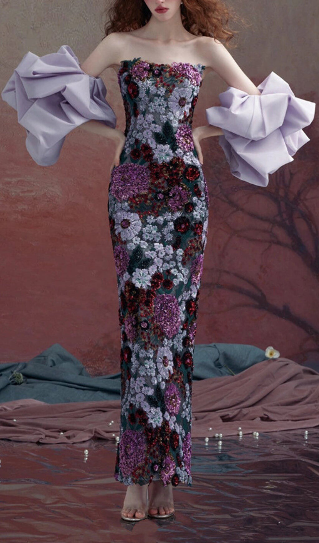 Anke Floral Sequin Maxi Dress