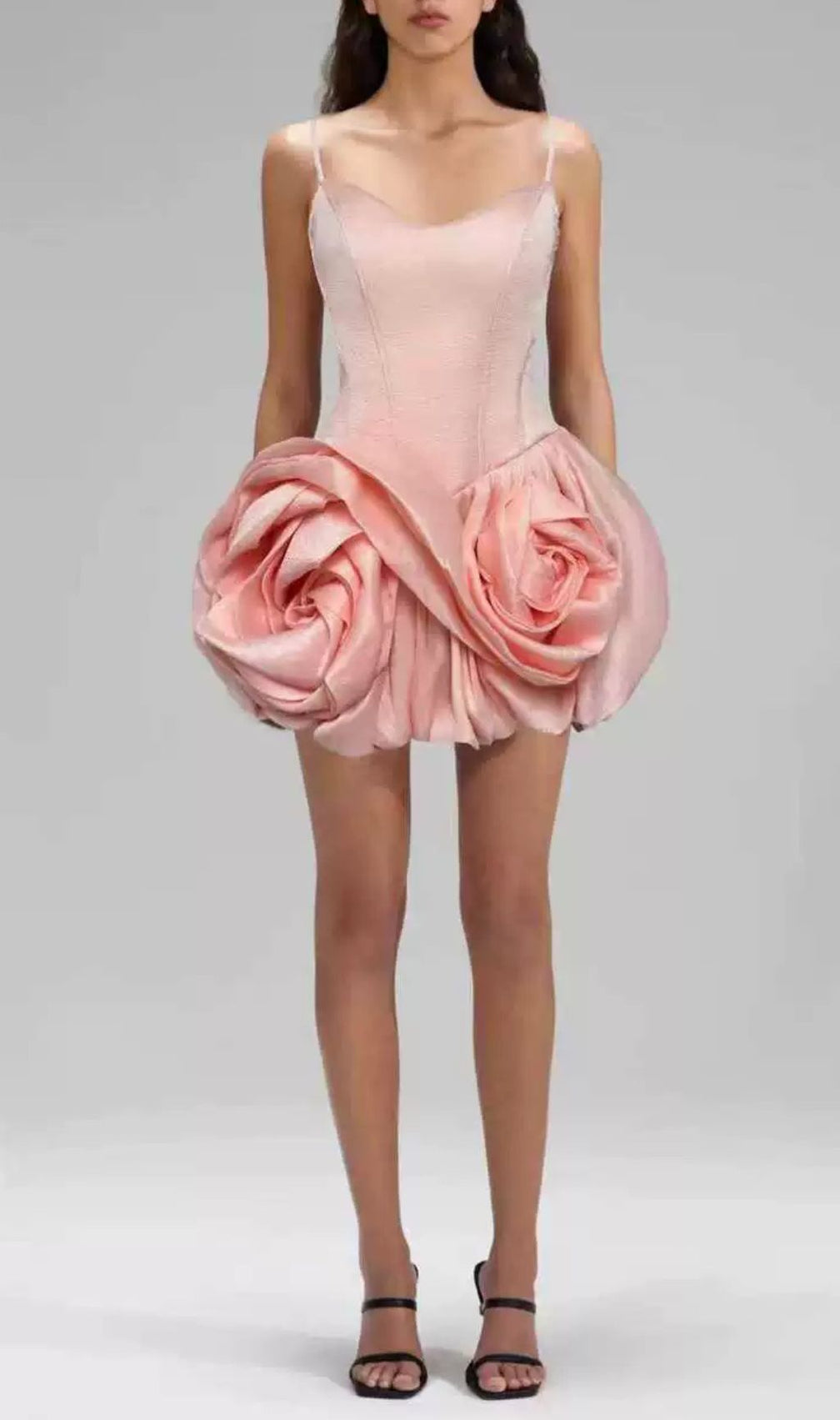 Isolina Blooming Rose Petal Strappy Mini Dress