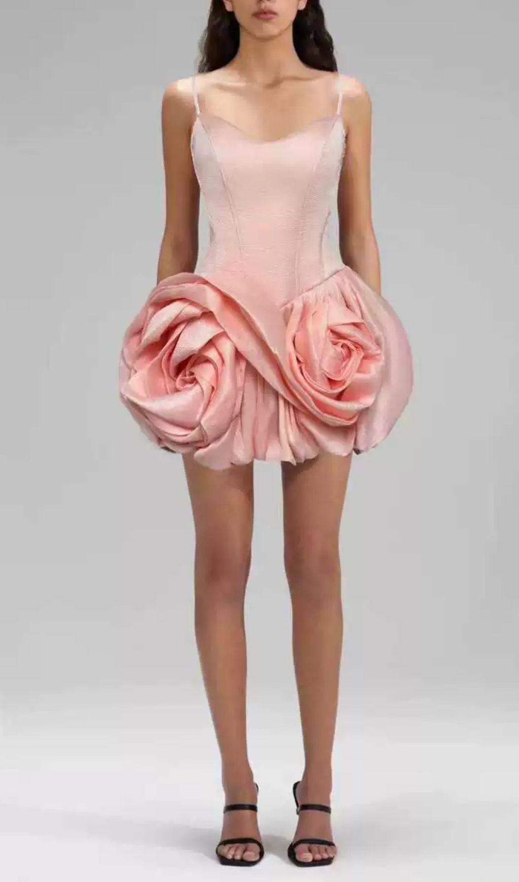 Isolina Blooming Rose Petal Strappy Mini Dress