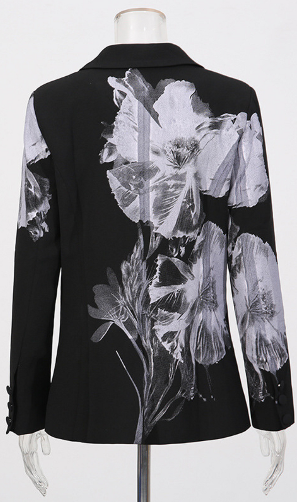 Giah Black Flower Blazer & Pants Set