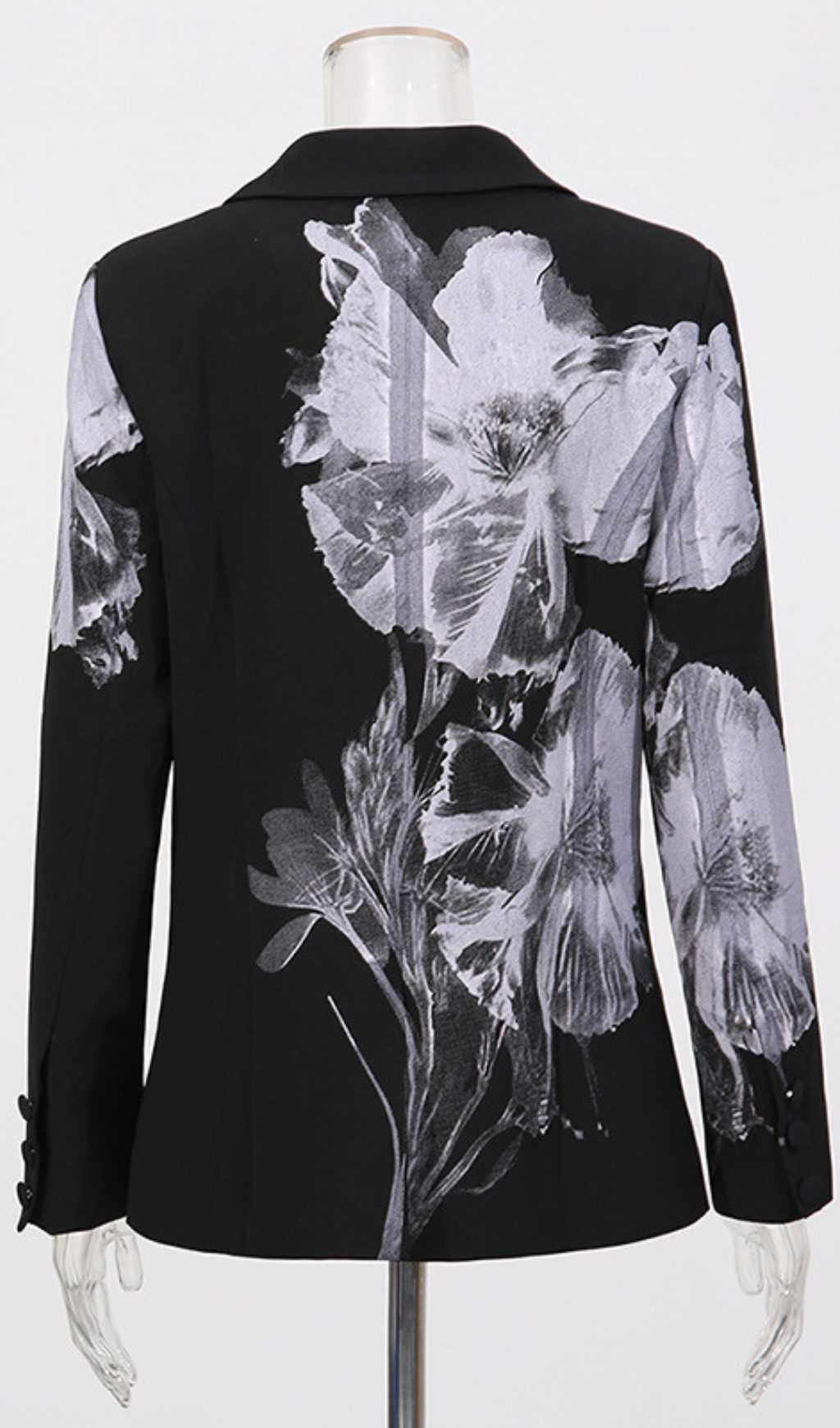 Giah Black Flower Blazer & Pants Set