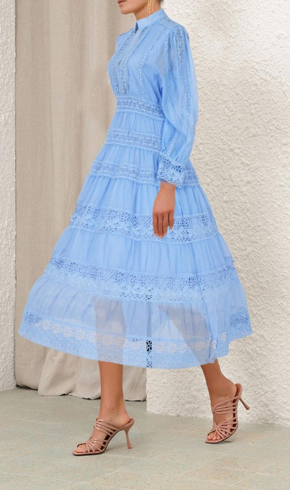 Kamaria Blue Tiered Lace Maxi Dress - Effortless Elegance