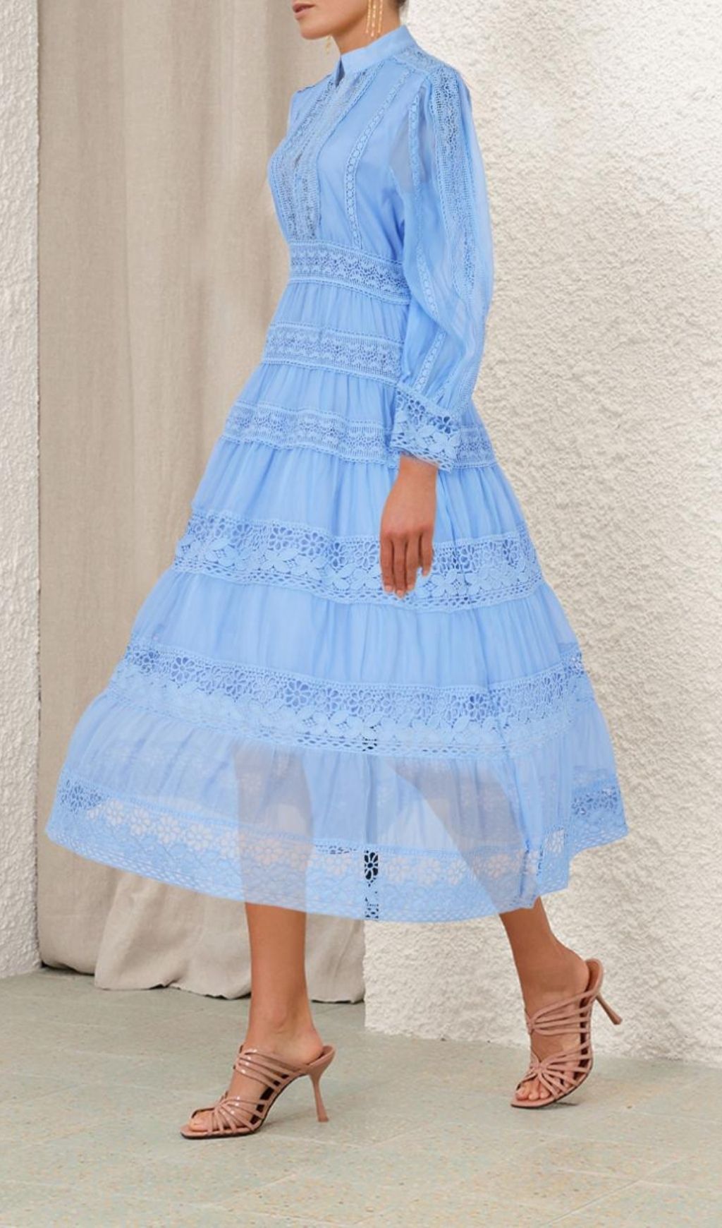 Kamaria Blue Tiered Lace Maxi Dress - Effortless Elegance
