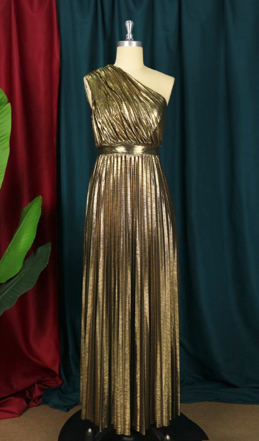 Bahia Gold One Shoulder Maxi Dress