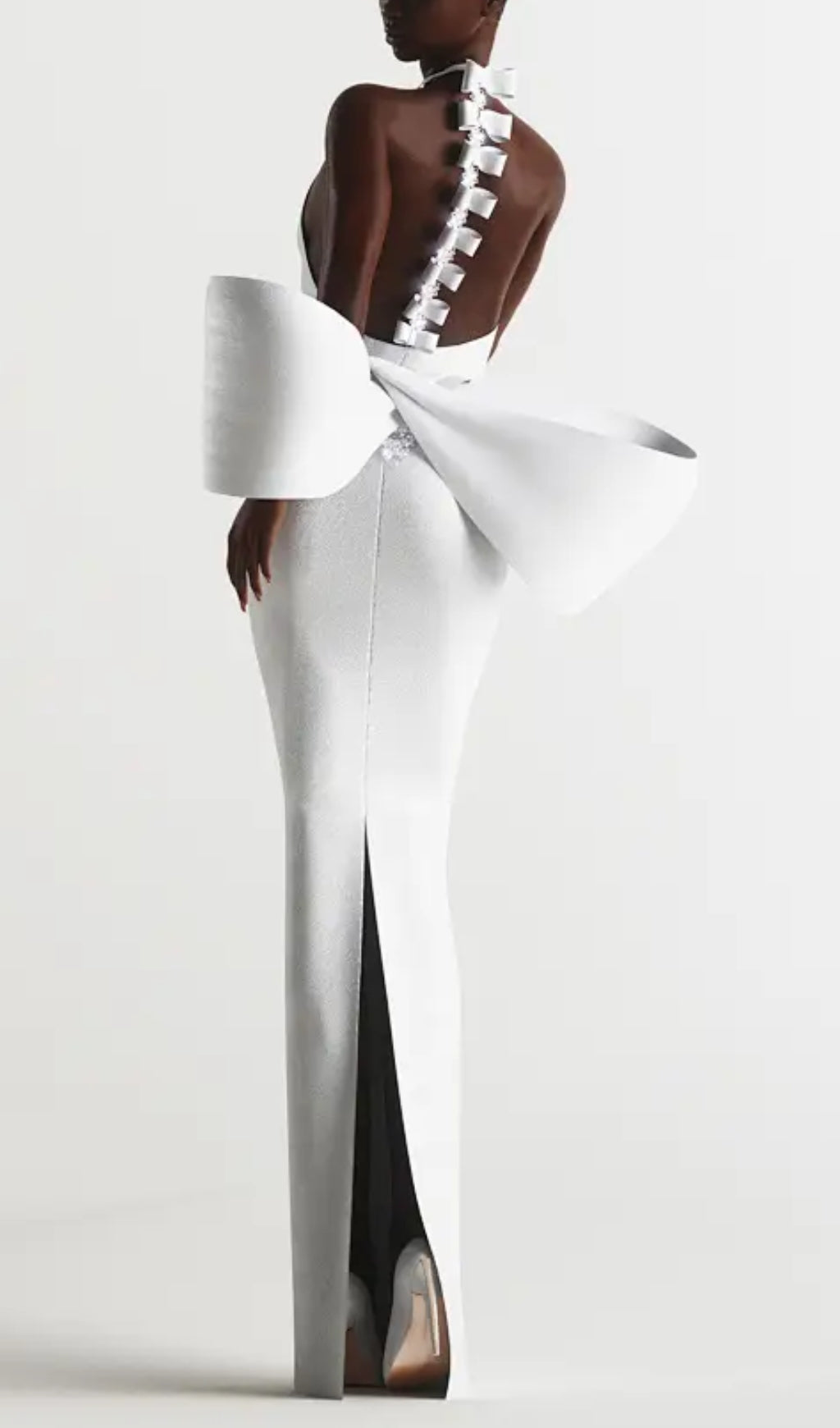 Bernt White Bow Backless Maxi Dress