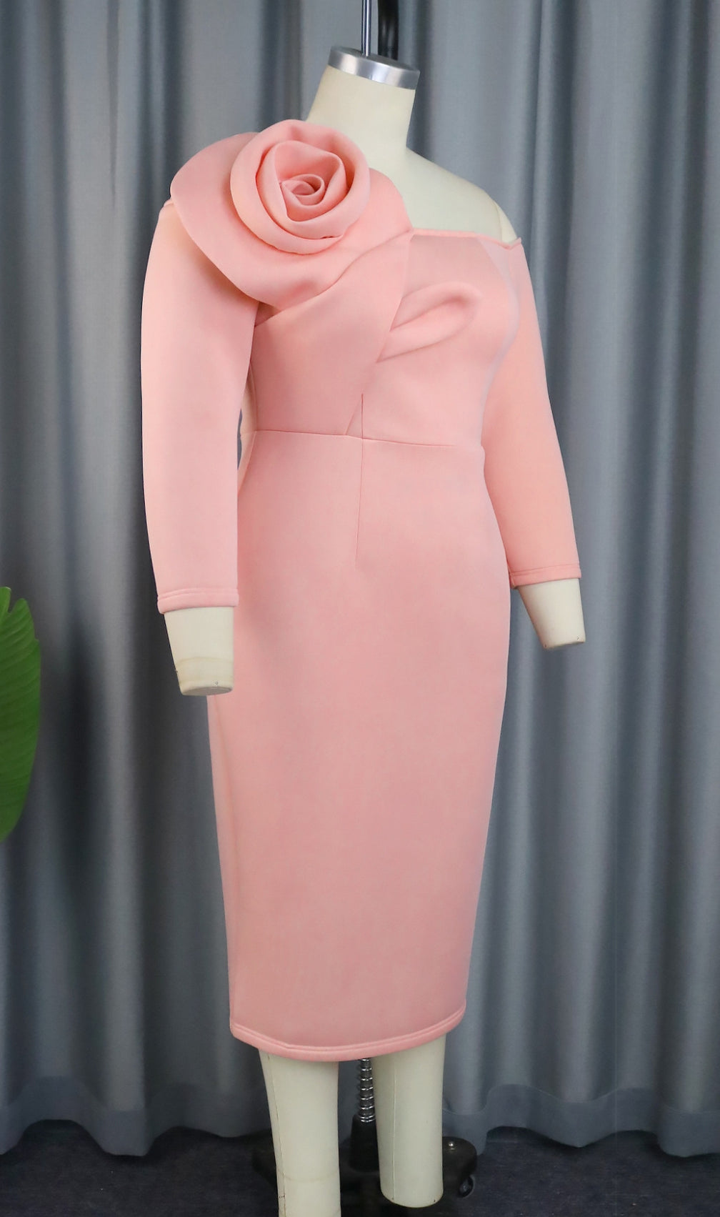 Bahira Pink Flower Long Sleeve Midi Dress