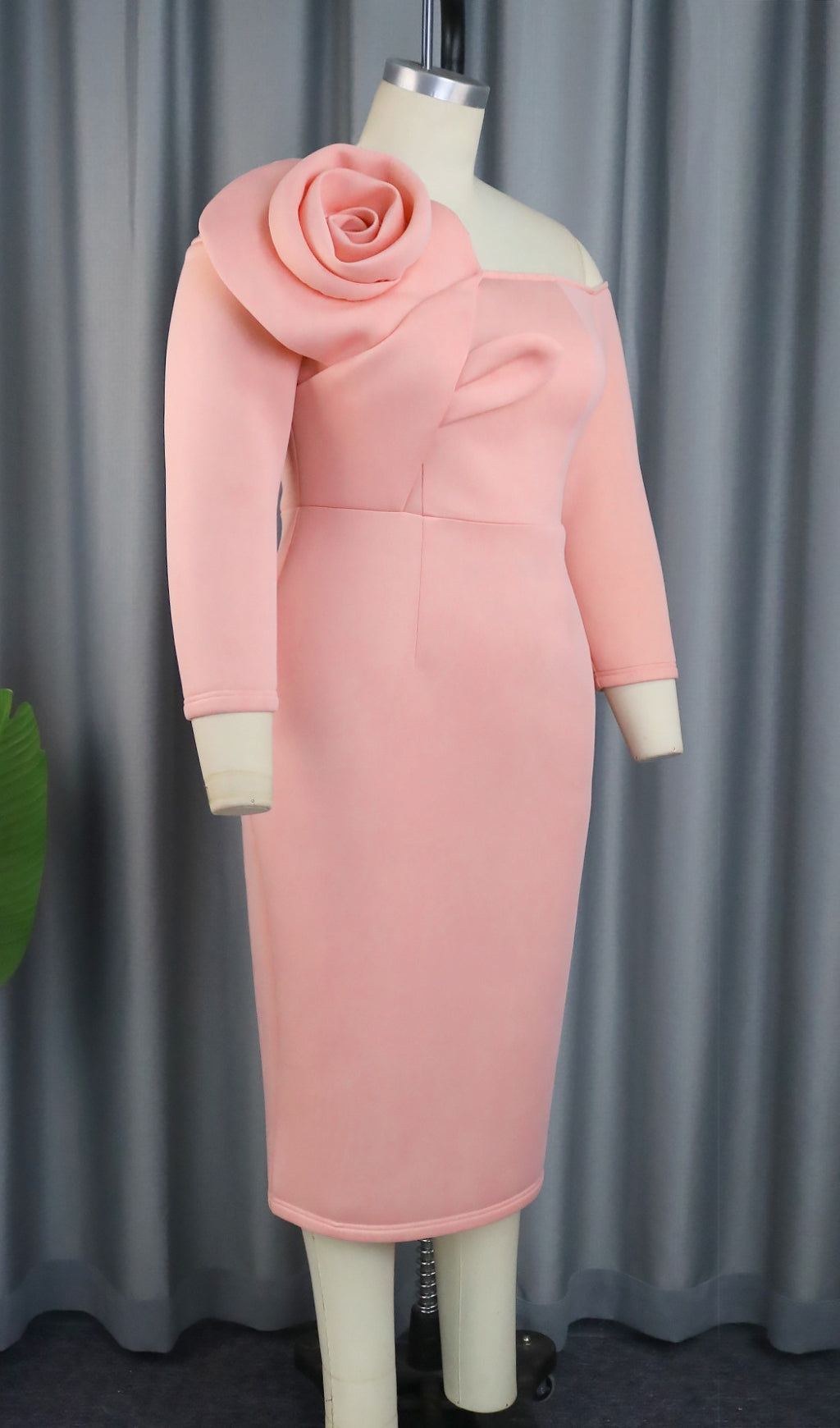 Bahira Pink Flower Long Sleeve Midi Dress