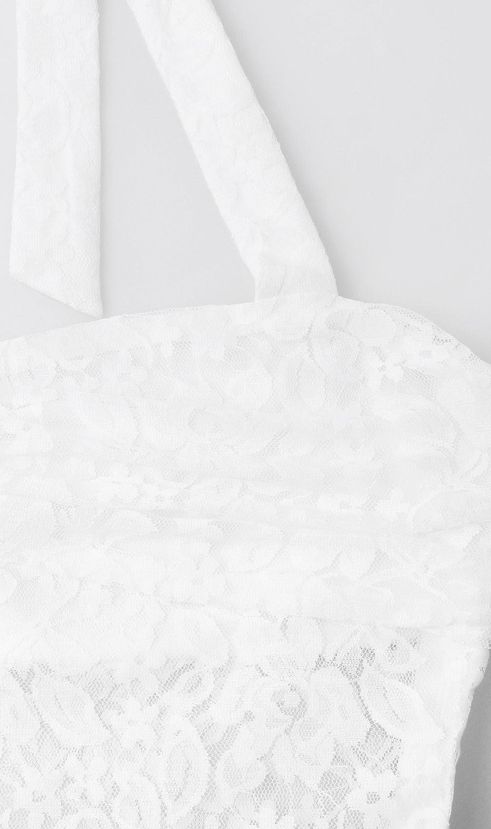 Fusayo White Halter Ruched Lace Maxi Dress